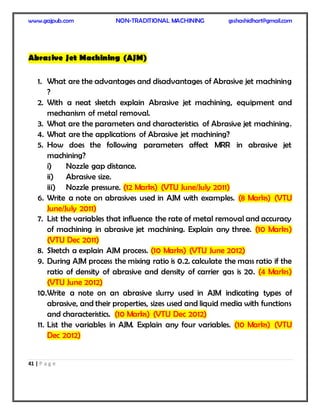 VTU Non traditional machining notes by G.S Shashidhara | PDF