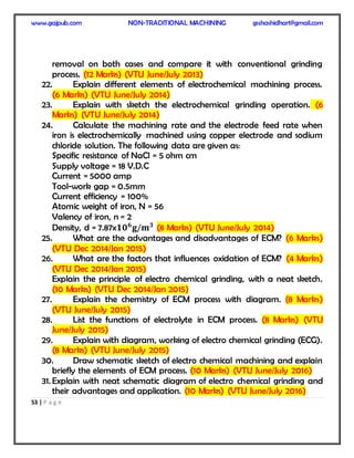 VTU Non traditional machining notes by G.S Shashidhara | PDF