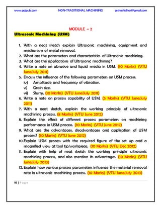 VTU Non traditional machining notes by G.S Shashidhara | PDF