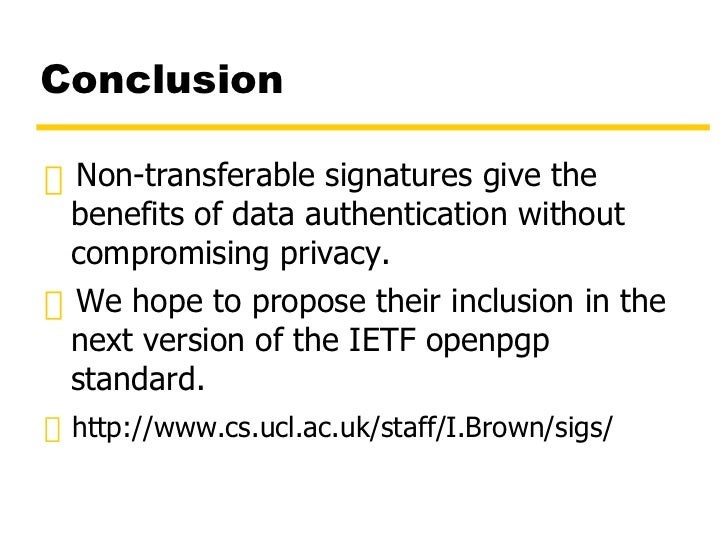 NonTransferable Signatures with PGP
