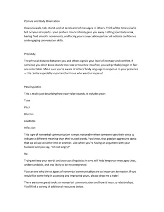 Non verbal communication