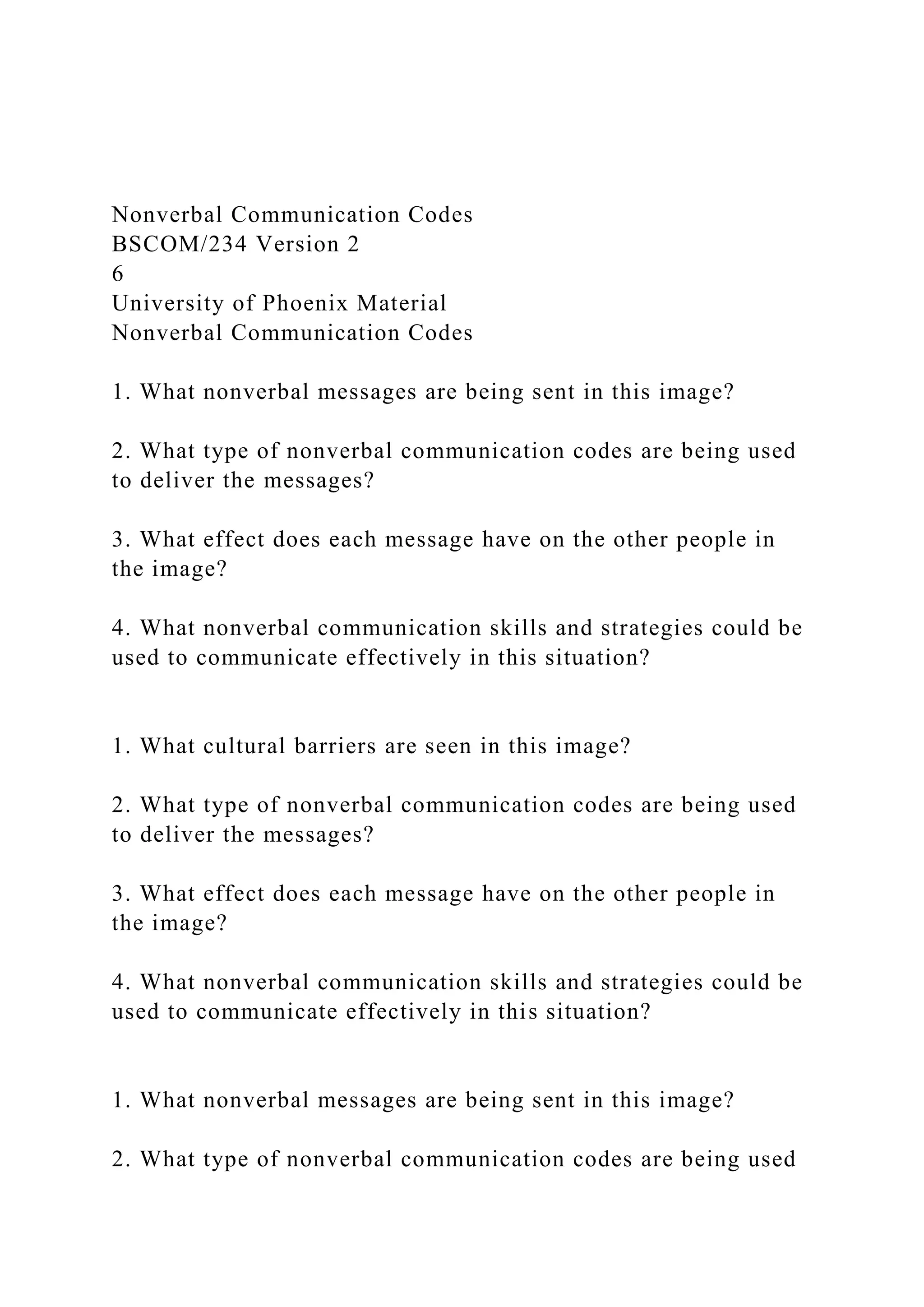 Nonverbal Communication CodesBSCOM234 Version 26Universit.docx