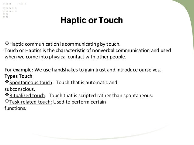 haptics nonverbal communication