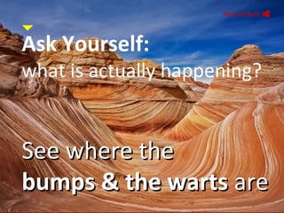 Ask Yourself: what is actually happening? See where the  bumps & the warts  are NonVerbals     