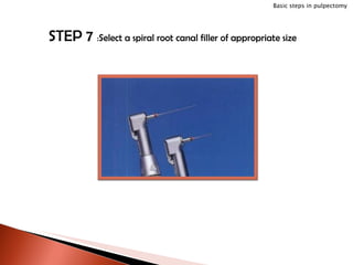 STEP 7  : Select a spiral root canal filler of appropriate size Basic steps in pulpectomy 