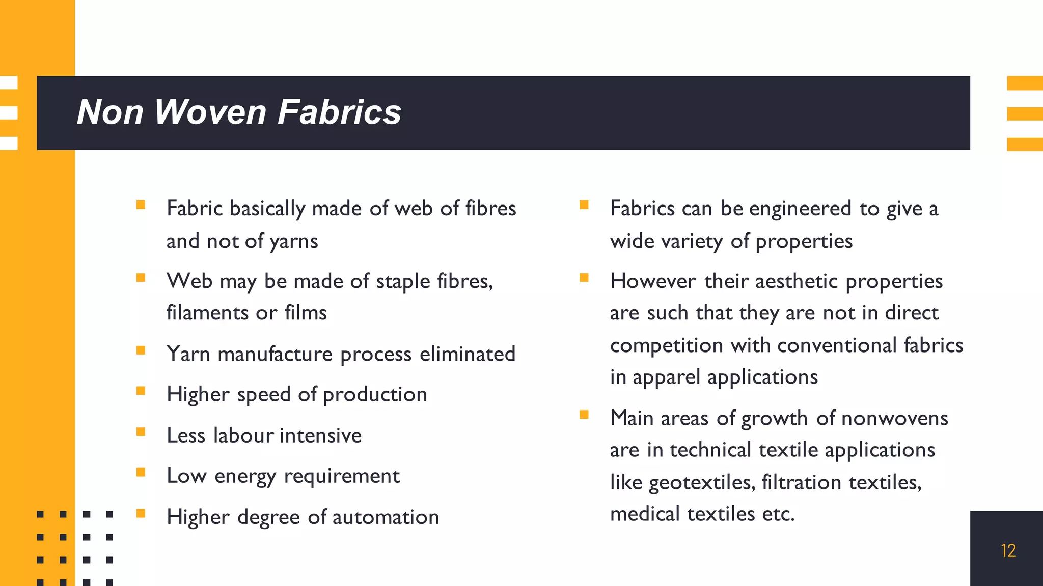 Non woven fabrics - Non woven technology