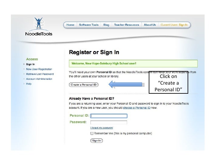 Noodletools Registration