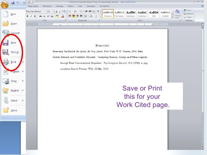 how to make work cited page