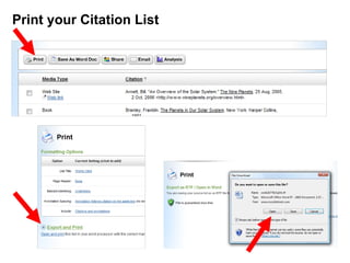 Print your Citation List 