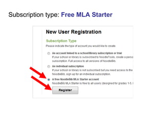 Subscription type:  Free MLA Starter 