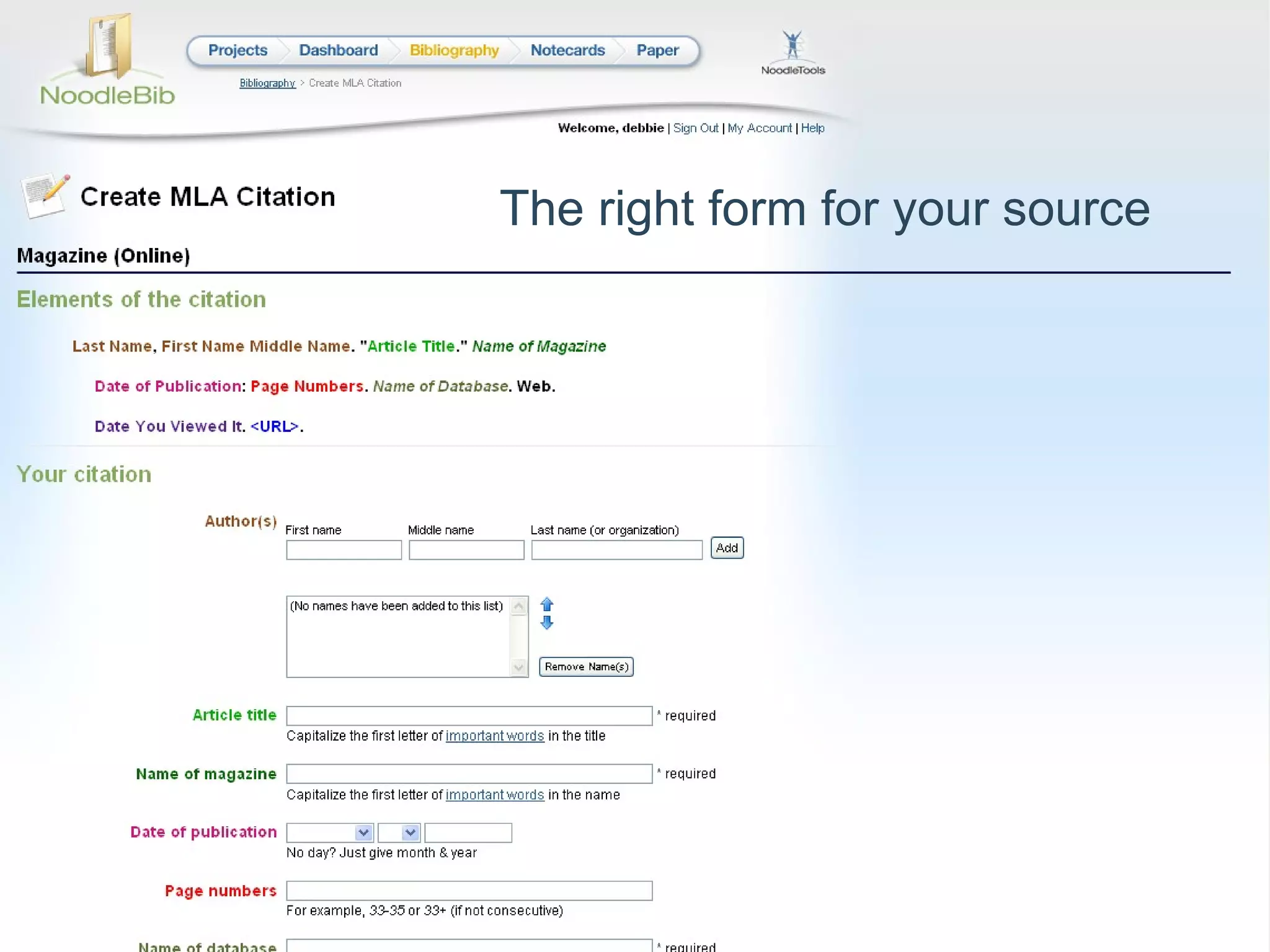 The right form for your source 