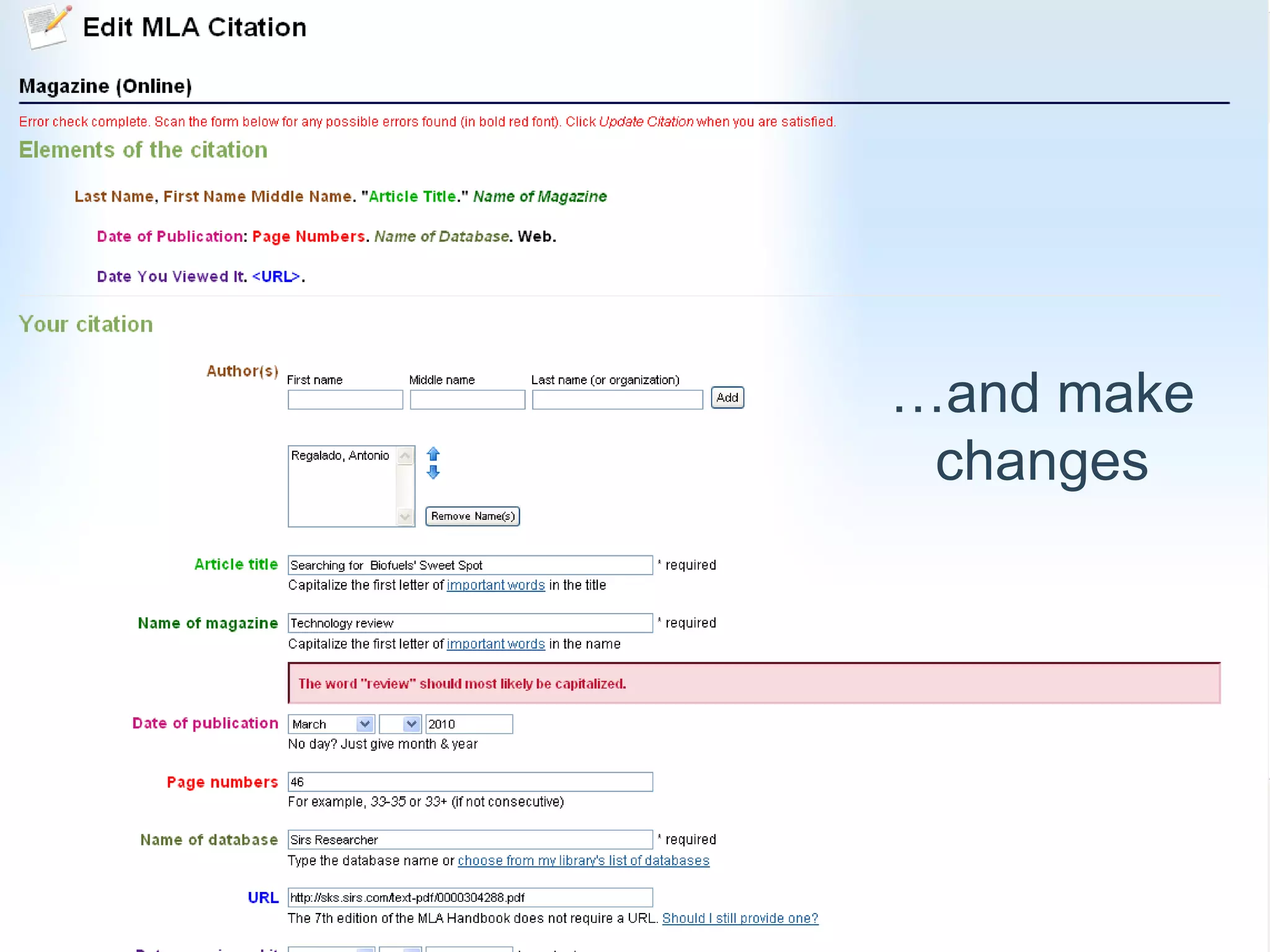 … and make changes 