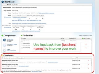 Use feedback from [teachers’
names] to improve your work
 