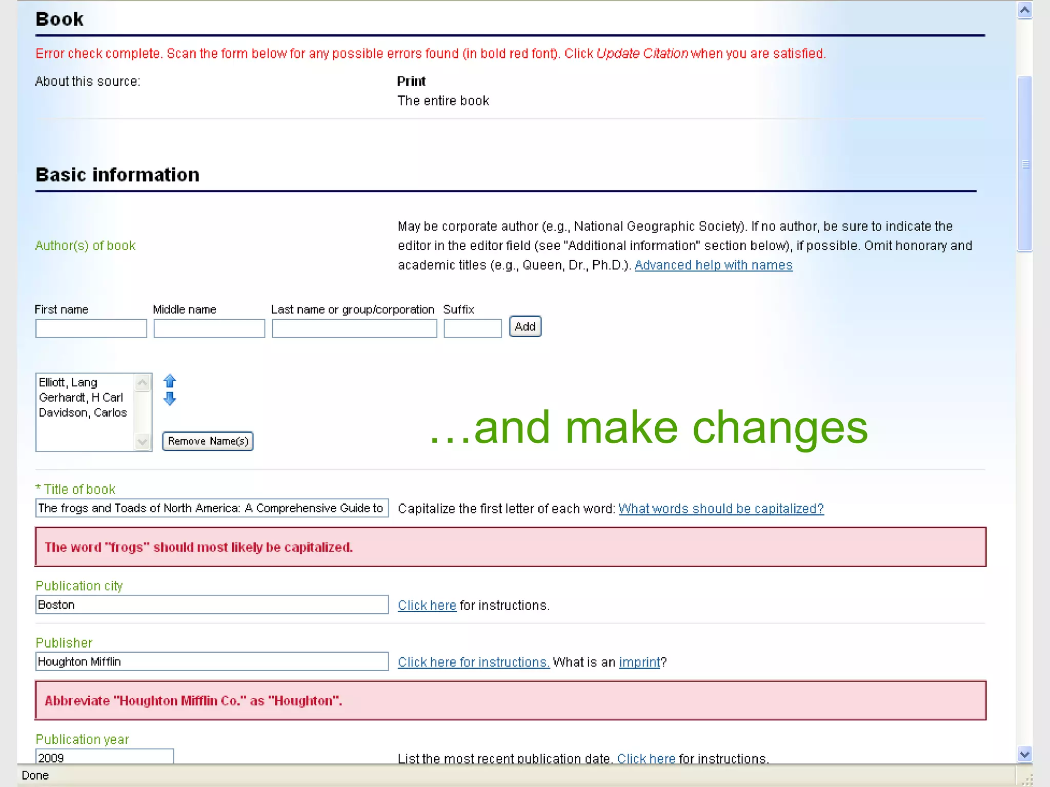 … and make changes 