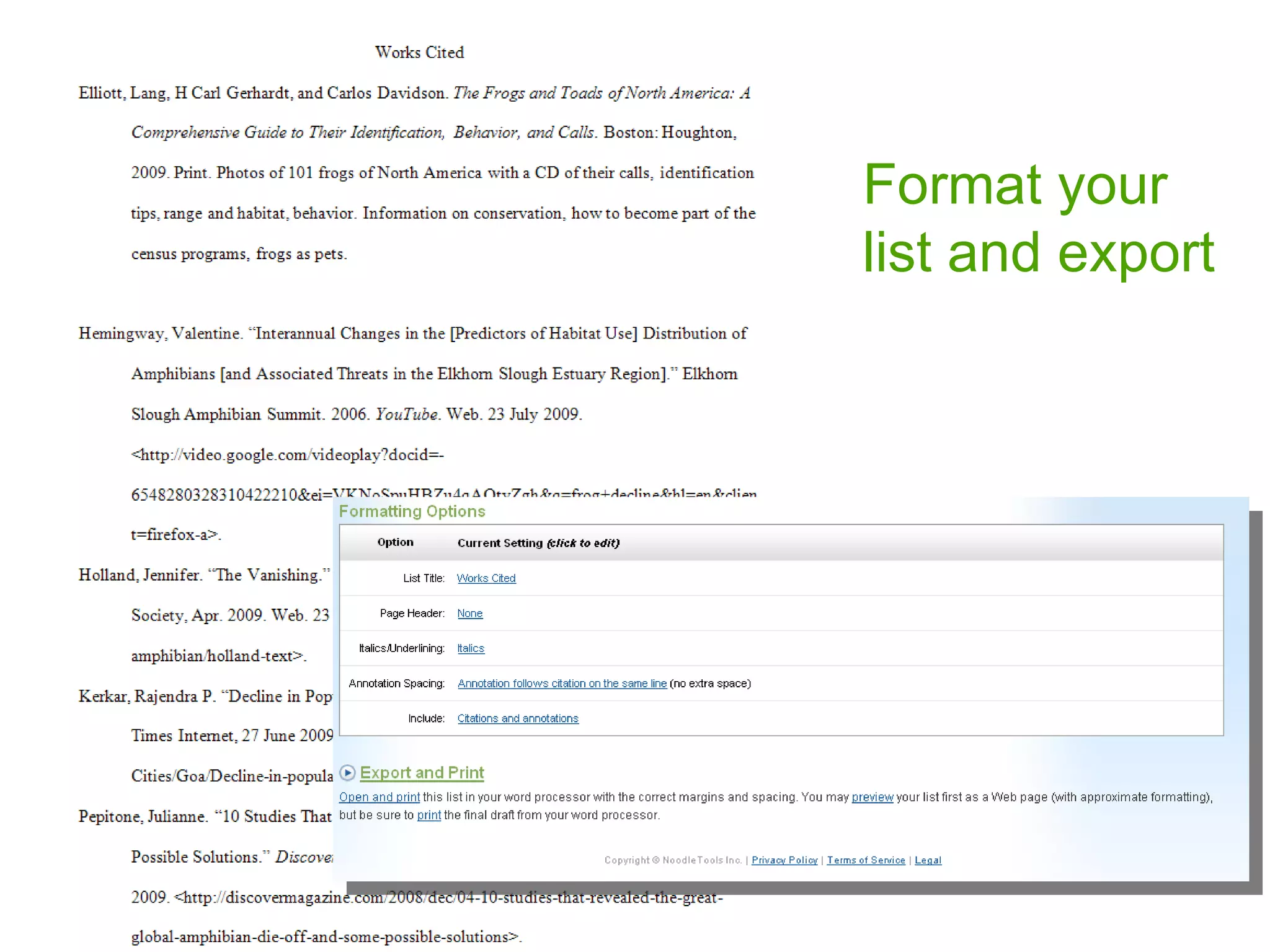 Format your list and export  