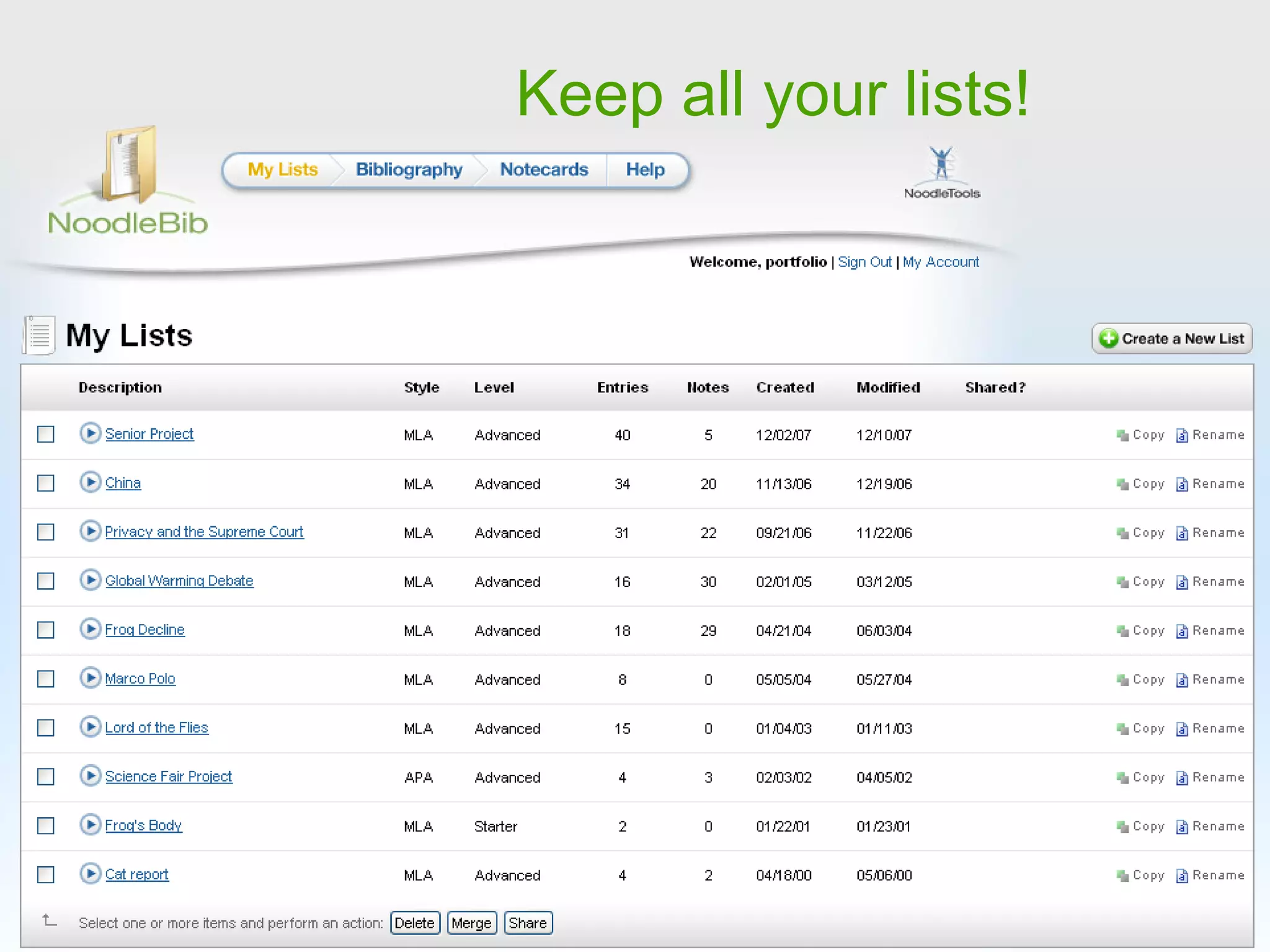 Keep all your lists! 