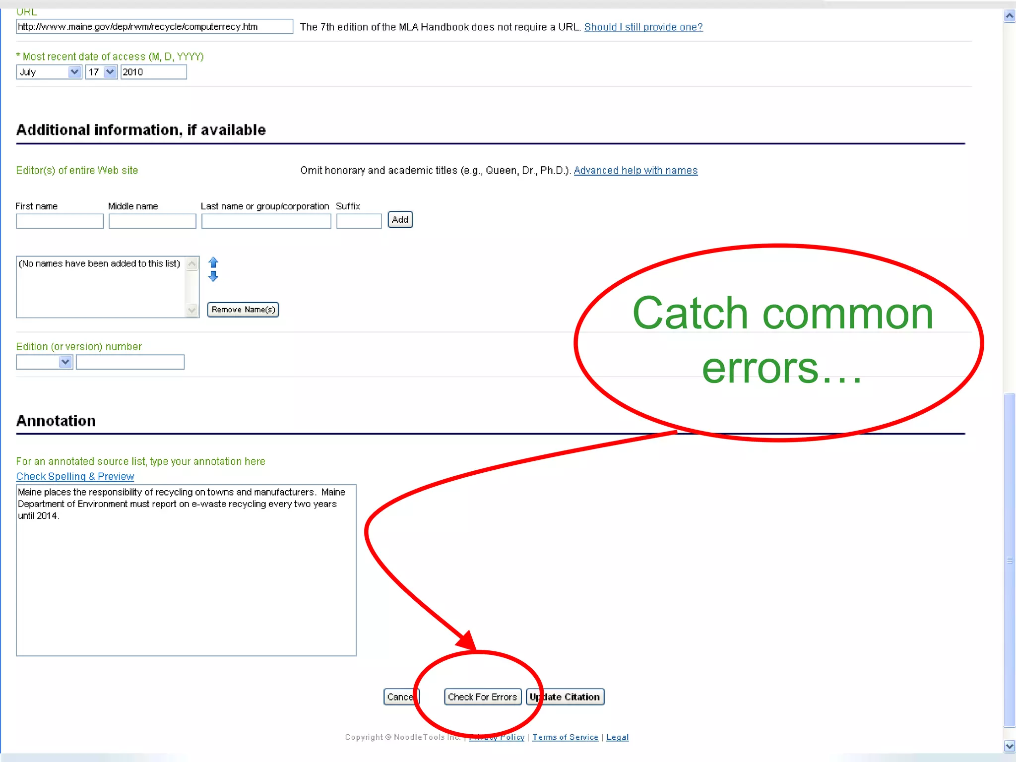 Catch common errors…