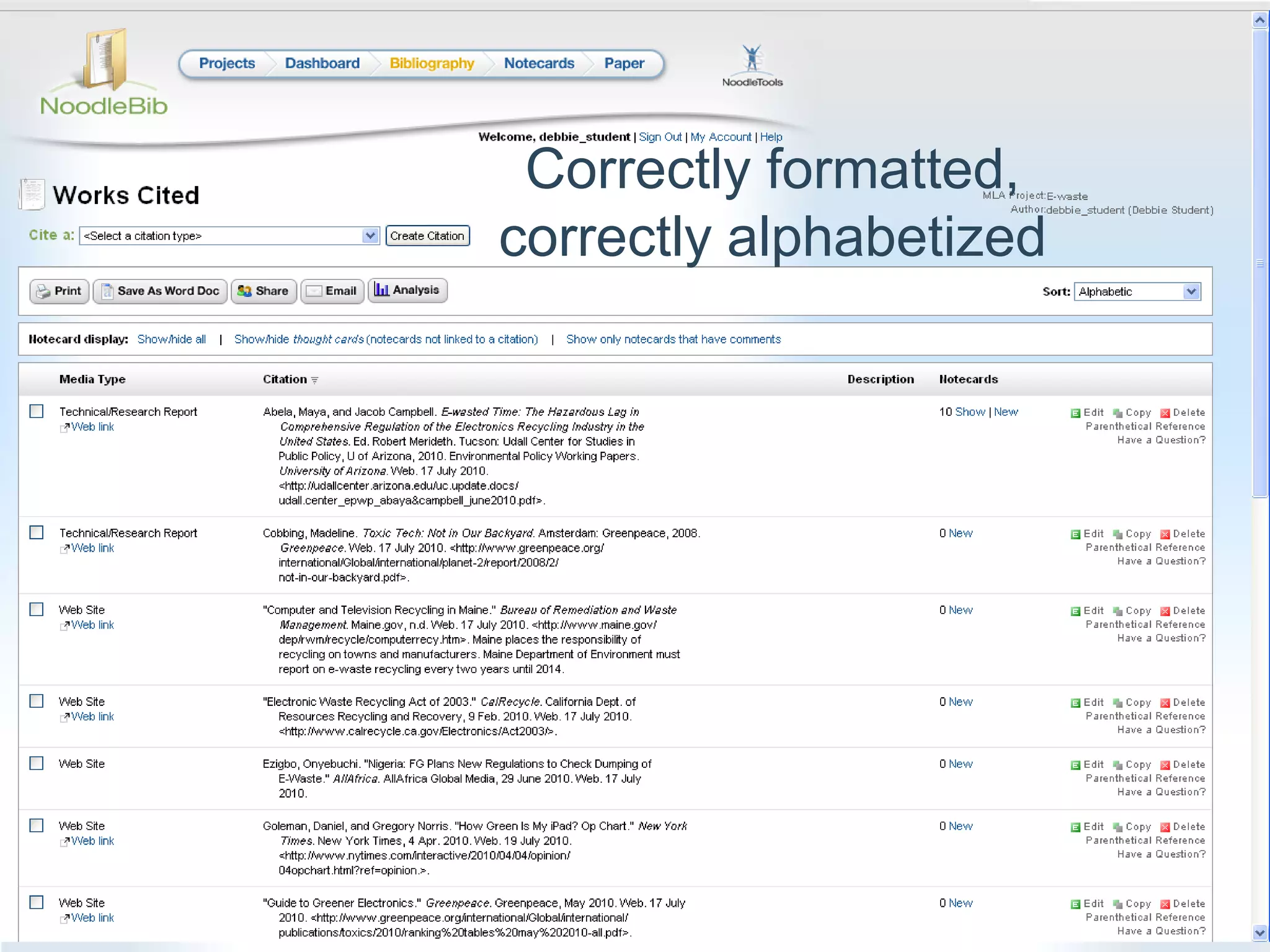 Correctly formatted,correctly alphabetized