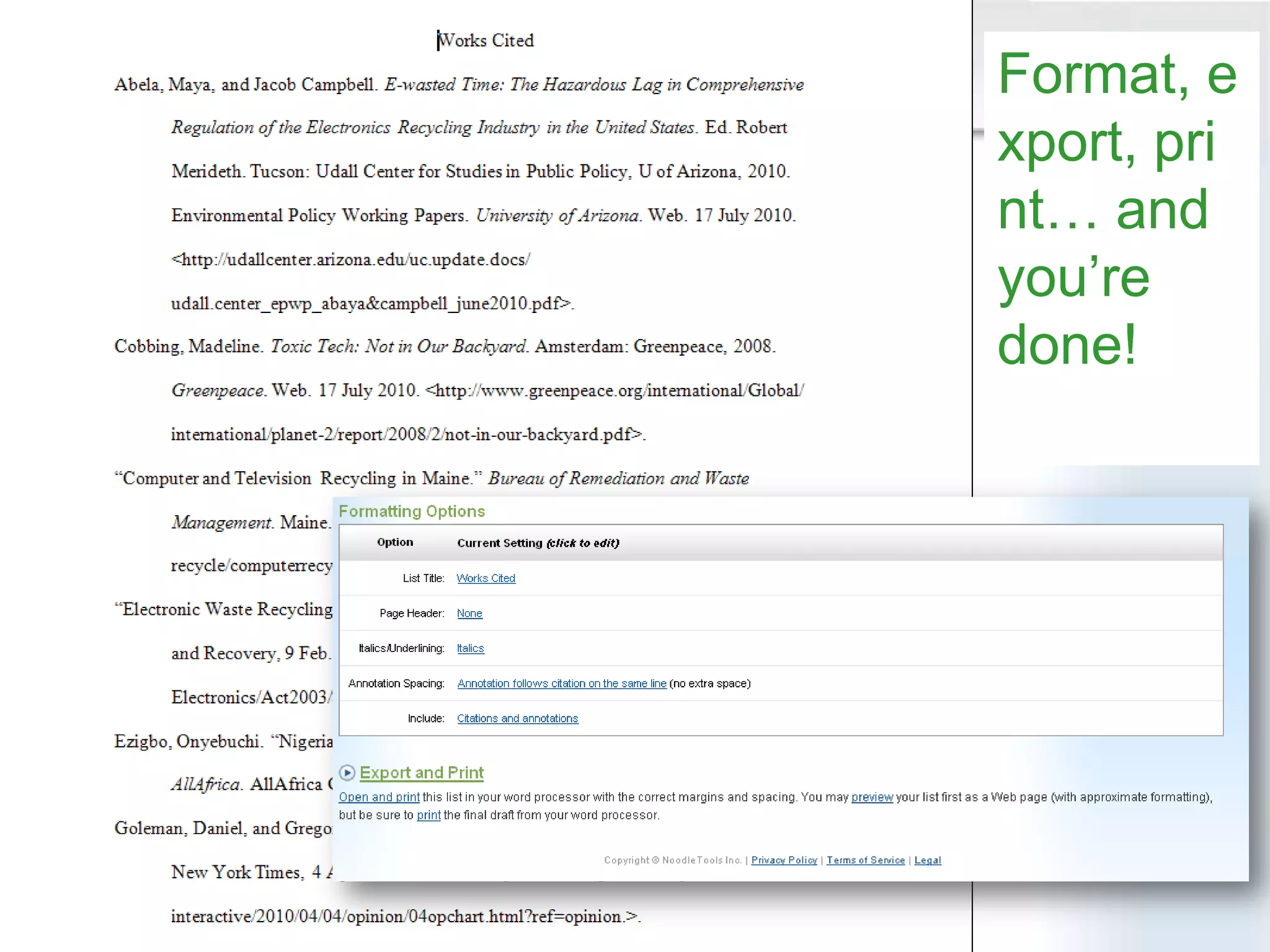 Format, export, print… and you’re done!
