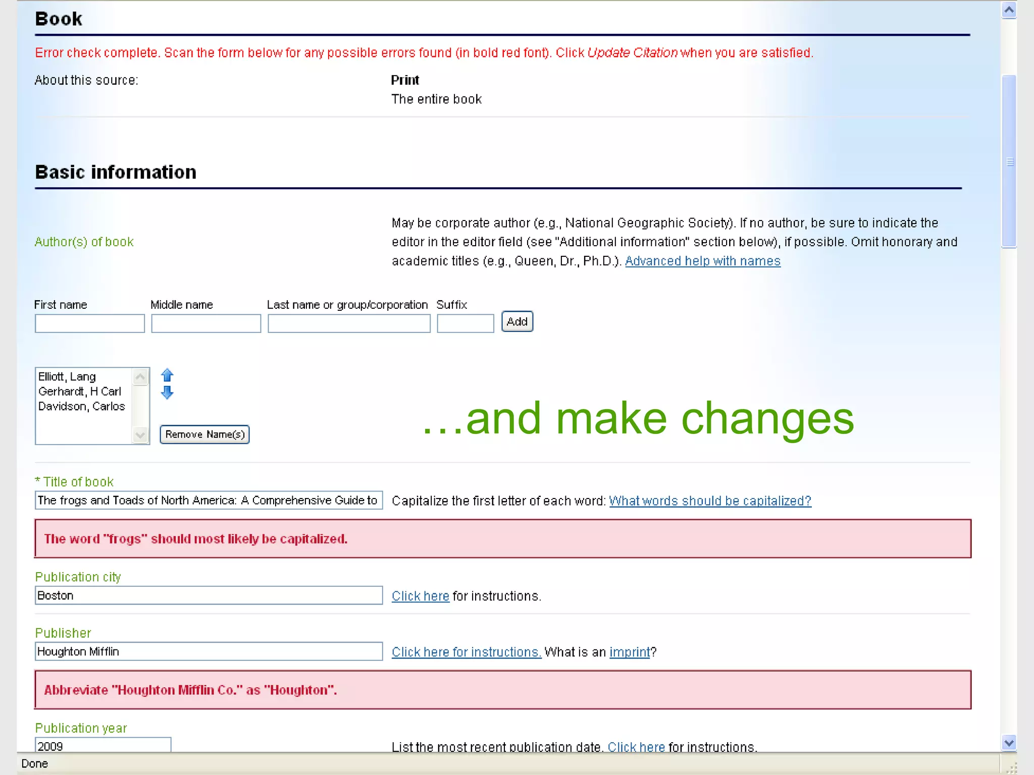 … and make changes 