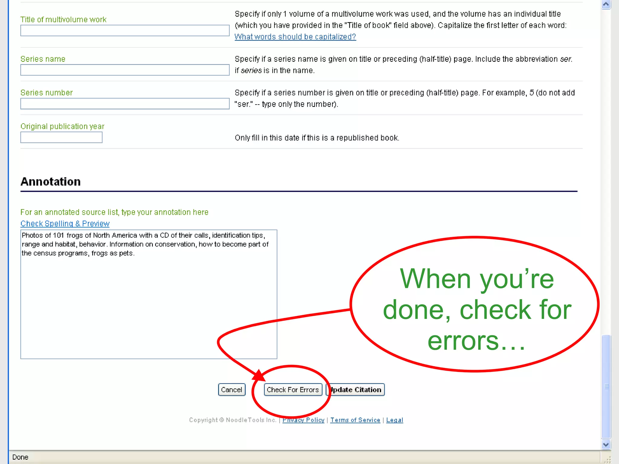 When you’re done, check for errors… 