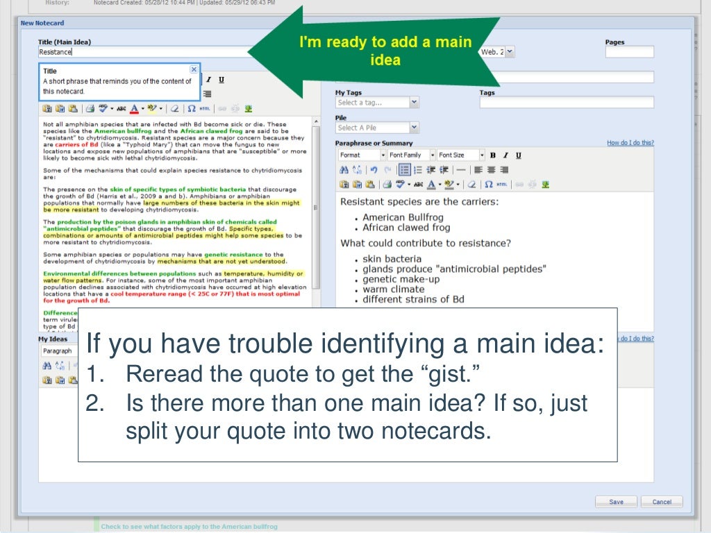 NoodleTools Notecards Note Presentation