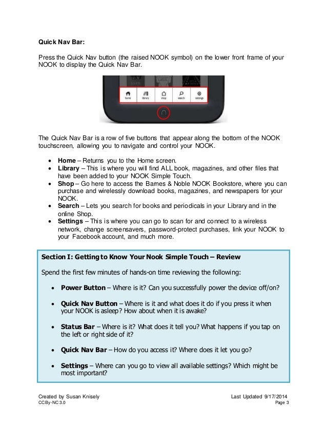 Nook Simple Touch Handout With Hands On Exercises