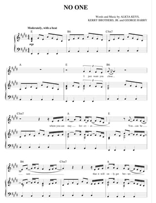 No One by Alicia Keys (piano sheet)