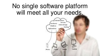 No single software platform
will meet all your needs.

 