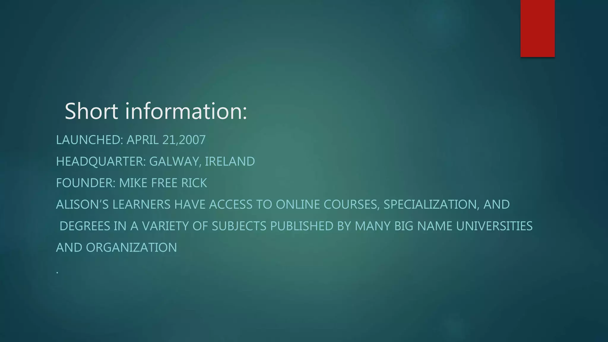 Alison free online learning ppt