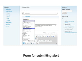Form for submitting alert 