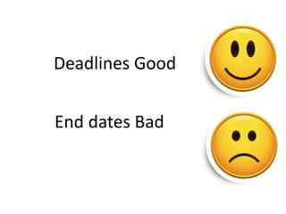 Deadlines Good
End dates Bad
 