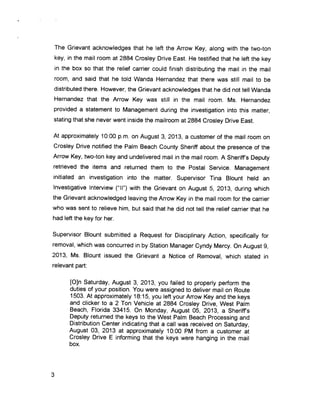 CCA removal arbitration - overturned discipline not corrective - loss of arrow key