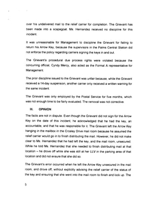 CCA removal arbitration - overturned discipline not corrective - loss of arrow key