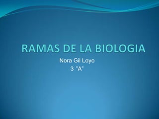 RAMAS DE LA BIOLOGIA Nora Gil Loyo 3°”A” 