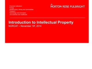 Introduction to Intellectual Property 
NORCAT – November 19th, 2014 
 
