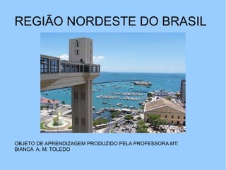 REGIÃO NORDESTE DO BRASIL
OBJETO DE APRENDIZAGEM PRODUZIDO PELA PROFESSORA MT:
BIANCA A. M. TOLEDO
 