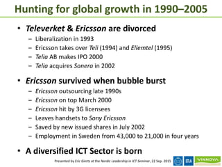 Hunting for global growth in 1990–2005
• Televerket & Ericsson are divorced
– Liberalization in 1993
– Ericsson takes over...