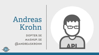 dopter.se
mashup.se
@andreaskrohn
Andreas
Krohn
 