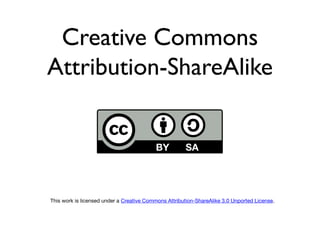 Creative Commons
Attribution-ShareAlike

This work is licensed under a Creative Commons Attribution-ShareAlike 3.0 Unported License.

 