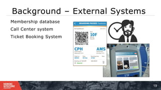 Background – External Systems
19
⁞ Membership database
⁞ Call Center system
⁞ Ticket Booking System
 