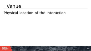 Venue
36
⁞Physical location of the interaction
 