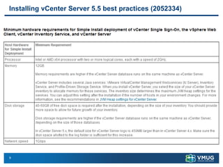 9 
InstallingvCenter Server 5.5 best practices(2052334)  