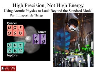 High Precision, Not High Energy 
Using Atomic Physics to Look Beyond the Standard Model 
Part 1: Impossible Things 
 