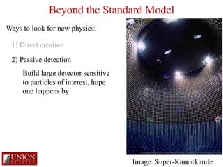 Beyond the Standard Model 
Ways to look for new physics: 
1) Direct creation 
2) Passive detection 
Build large detector s...