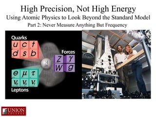 High Precision, Not High Energy 
Using Atomic Physics to Look Beyond the Standard Model 
Part 2: Never Measure Anything But Frequency 
 