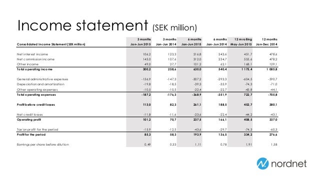 6 month profit and loss statement