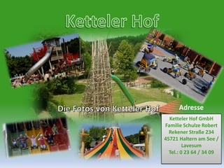 KettelerHofDie Fotos von KettelerHofAdresseKetteler Hof GmbHFamilie Schulze RobertRekenerStraße 23445721 Haltern am See / LavesumTel.: 0 23 64 / 34 09