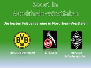 Sport in Nordrhein-WestfalenDie besten Fußballvereine inNordrhein-WestfalenBorussia Dortmund1. FC KölnBorussiaMönchengladbach