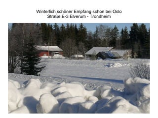 Winterlich schöner Empfang schon bei Oslo Straße E-3 Elverum - Trondheim 